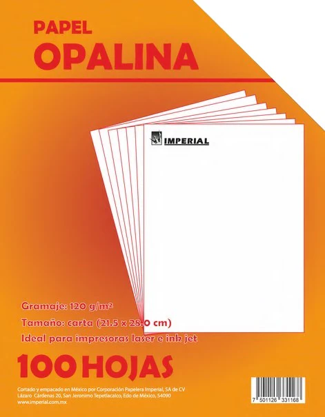 Papel Opalina paquete c/100 120g Blanco Carta Imperial® 3116 [Cien hojas]