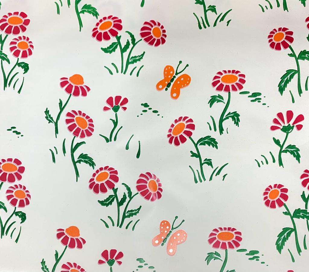 Papel p/Regalo Plastifica Flores y mariposas 70×53 Graficolor® [Metro]