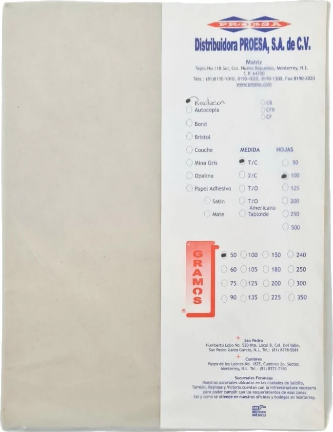 Papel Revolución Paquete c/100 49g Carta Biopapel® [Cien hojas]