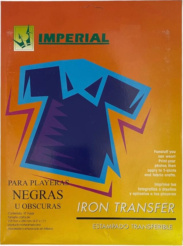 Papel Transfer p/Planchar c/10 Telas Obscuras Carta Imperial® 5996 [Paquete]