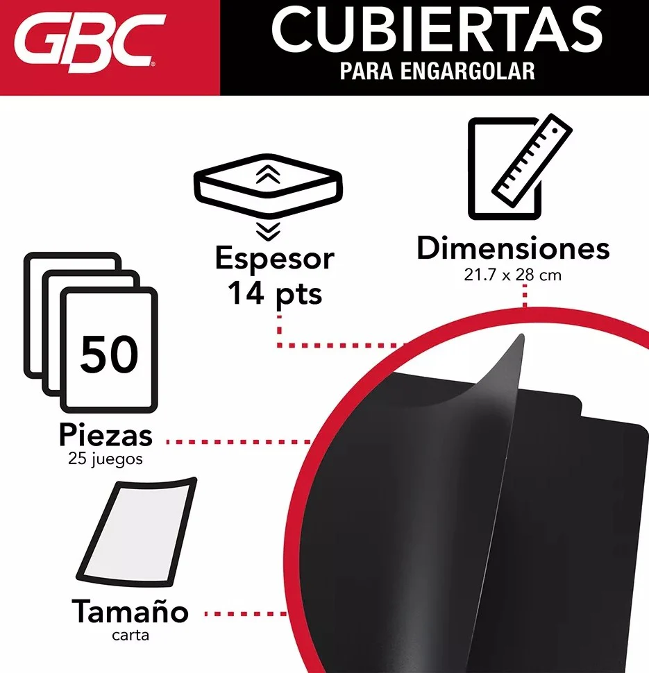 Pasta p/Engargolar GBPlak Liso c/50 Negro 22×28.5cm GBC® P3562 [Paquete] - Image 5