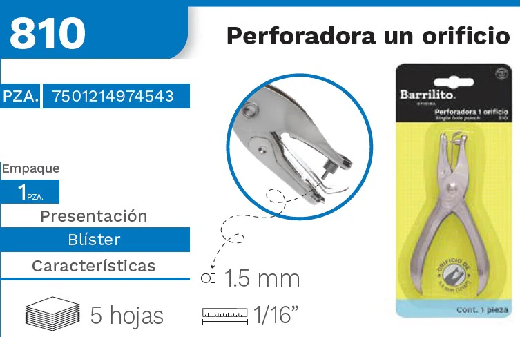 Perforadora Pinza Circulo 1/16" Barrilito® 810 [Pieza]