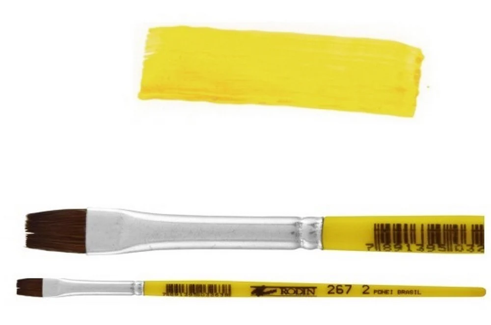 Pincel p/Acuarela 267 Plano pelo de Pony #8 Amarillo Corto Rodin® 267-8 [Pieza]