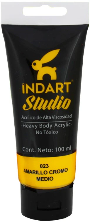 Pintura Acrílica INDART #023 Alta Viscosidad 100ml Amarillo CromoM Studio INDART® PIAAV07023 [Pieza]