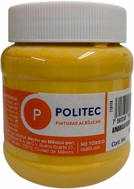 Pintura Acrílica Línea300 250ml Amarillo Claro Politec® #327 [Pieza]