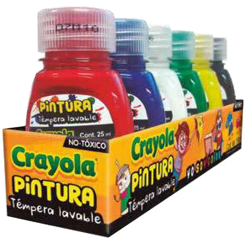 Pintura Témpera Crayola Lavable Básicos 25ml Colores (6) Est.c/6 Crayola® 542101 [Estuche]