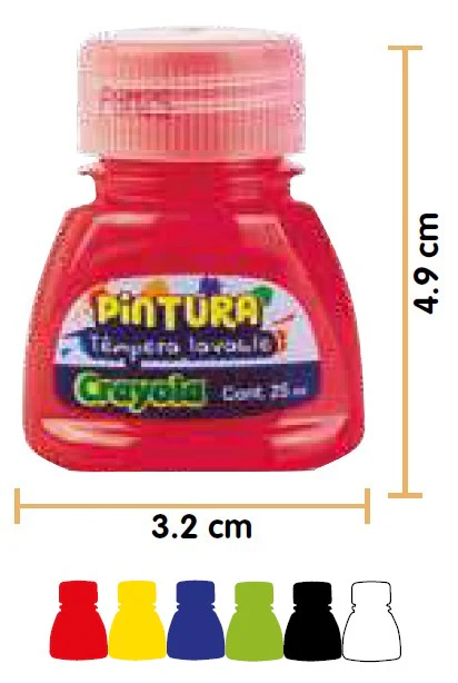 Pintura Témpera Crayola Lavable Básicos 25ml Colores (6) Est.c/6 Crayola® 542101 [Estuche] - Image 2