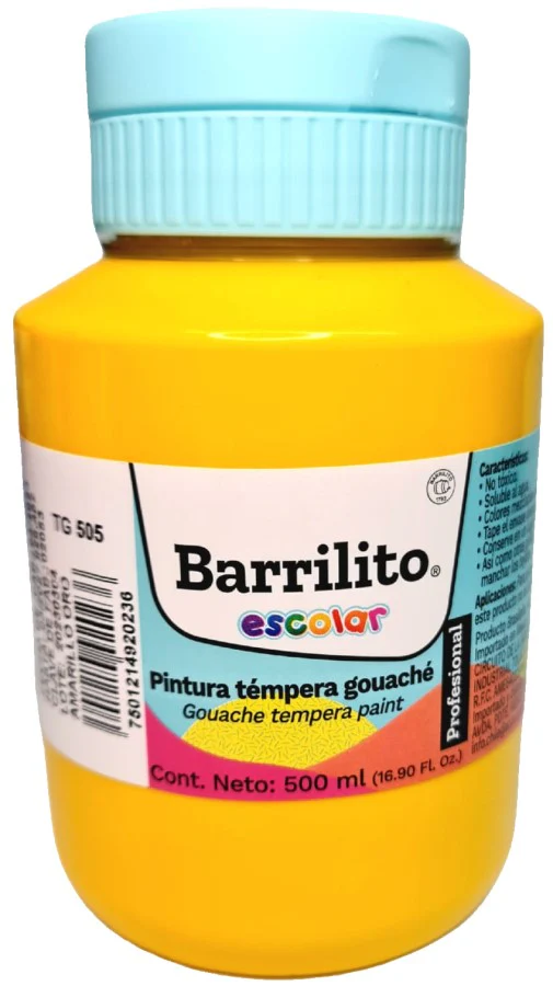 Pintura Témpera Gouaché  500ml Barrilito® [Contenedor plástico]