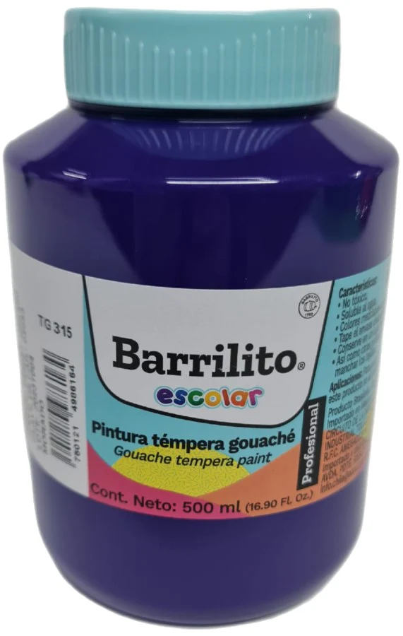 Pintura Témpera Gouaché  500ml Barrilito® [Contenedor plástico] - Image 6