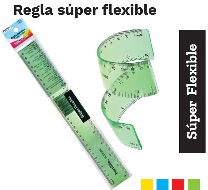 Regla Flexible Superflexible 30cm Colores Transpa Barrilito® FLEX30 [Pieza]