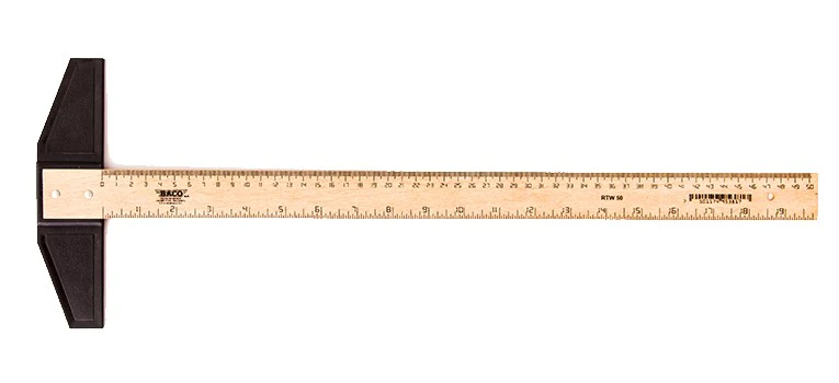 Regla "T" Escolar sin Bisel RTW-50 50cm Graduada Madera Baco® RT002 [Pieza]
