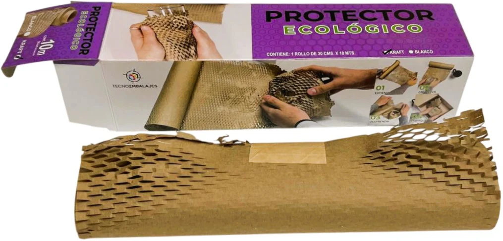 Rollo Papel para Empaque Tipo Malla Panal Kraft 30cm×10m TecnoEmbalajes® [Pieza]
