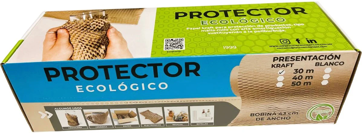 Rollo Papel para Empaque Tipo Panal c/dispensador Kraft 43cm×30m TecnoEmbalajes® [Pieza] - Image 5
