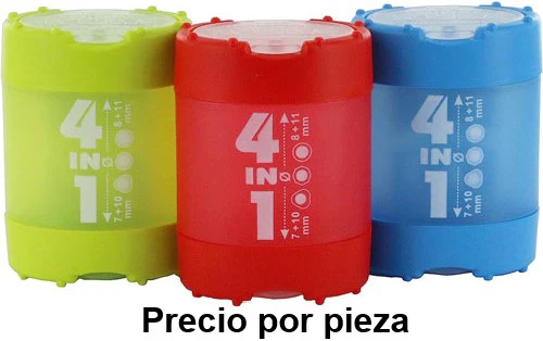 Sacapuntas de Plástico 4 In 1 (4 Orificios) Quadr Colores c/Deposito KUM® 102KMD [Pieza] - Image 2