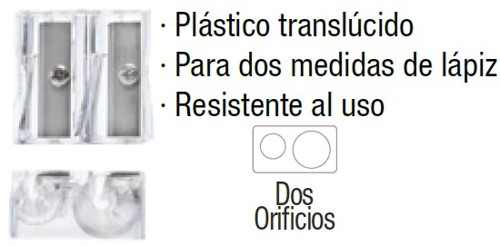Sacapuntas de Plástico Hacha Doble Translúcido Barrilito® SPT25 [Pieza]