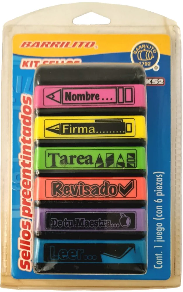 Sellos Preentintados Kit p/Maestros c/6 Barrilito® KS2 [Conjunto]