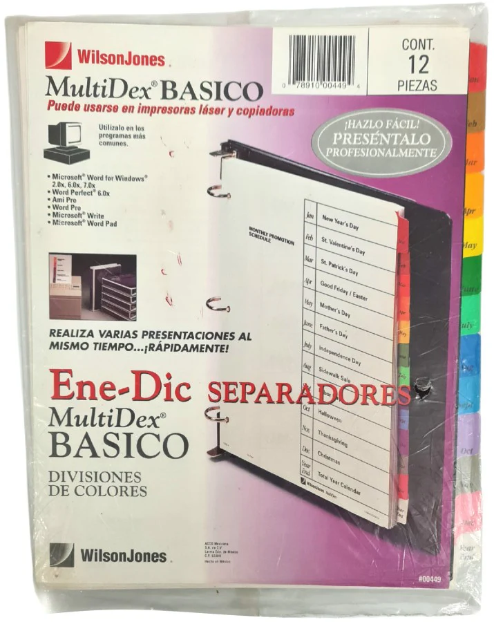 Separador Hojas p/Carpeta Multidex Meses Ene-Dic c/12 Blanco colorTap Carta ACCO® P0449 [Bolsa de plástico]