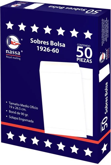 Sobre Bolsa 1926-60 caja c/50 60kg Blanco Bond 19×26.5cm Nassa® IA0292