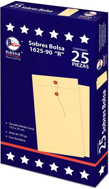 Sobre Bolsa c/Rondana 1625-80R caja c/25 80kg Ante 16.5×25cm Nassa® IA0302