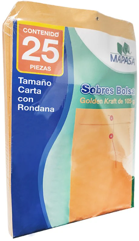 Sobre Bolsa c/Rondana Carta 105g pack c/25 80kg Golden Kraft 23×30.5cm Mapasa® IA0330 [Paquete] - Image 2