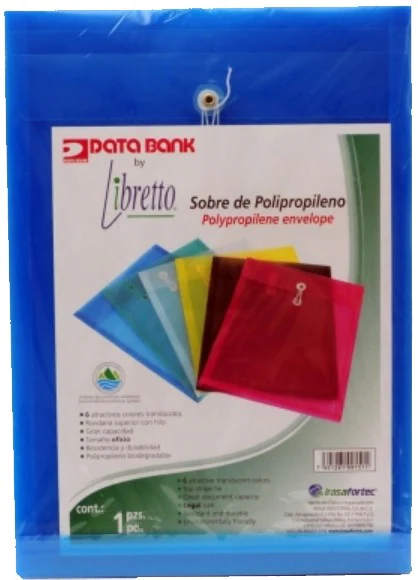 Sobre p/DocumentoPlástico Libretto Vertical c/Hilo Azul Oficio Irasa® LB-9151 [Pieza]