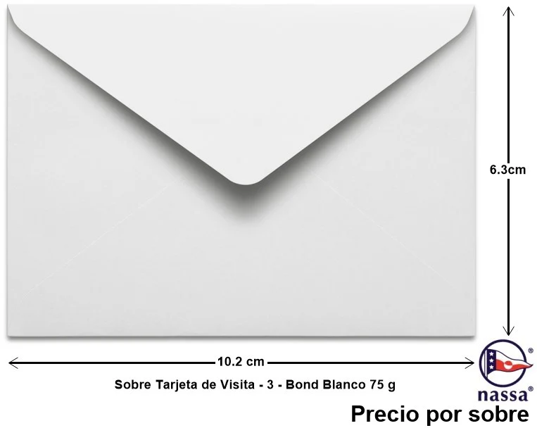 Sobre tarjeta de Visita #3 Blanco Bond 6.3×10.2cm Nassa® HA0059 [Sobre]