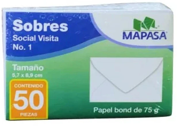 Sobre tarjeta de Visita #401 paquete c/50 Blanco 5.7×8.9cm Mapasa® HA0012