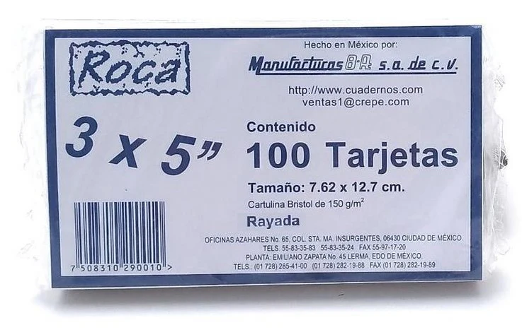 Tarjeta Índice Blanca Rayada  c/100 8-A® [Paquete] - Image 2