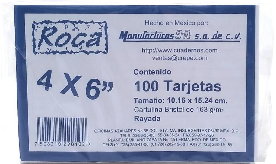 Tarjeta Índice Blanca Rayada  c/100 8-A® [Paquete] - Image 4