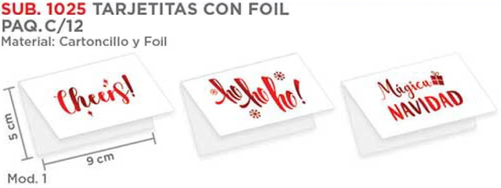 Tarjeta Navidad c/Foil  c/12  10×9cm plegable 3 lfrases surtid granmark® [Paquete] - Image 2