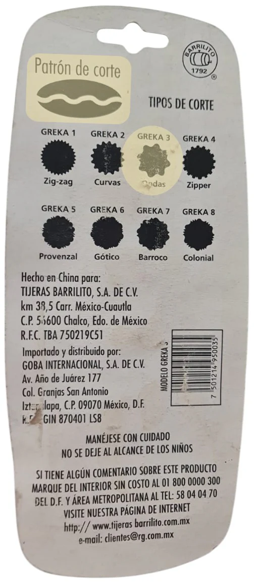 Tijera c/Bordes Ondas Chico Barrilito® GREKA3 [Pieza] - Image 2