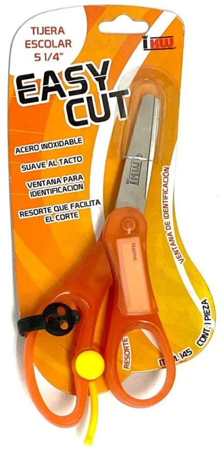 Tijera Escolar Punta Roma c/Resorte y Portanombre 5¼" AceroInoxidable IKW® 145 [Pieza]